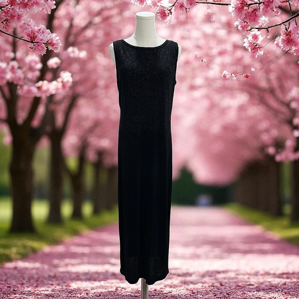Softwear Petites Black Sparkle Sleeveless Maxi Dress SZ M‎ Elegant Evening Gown
